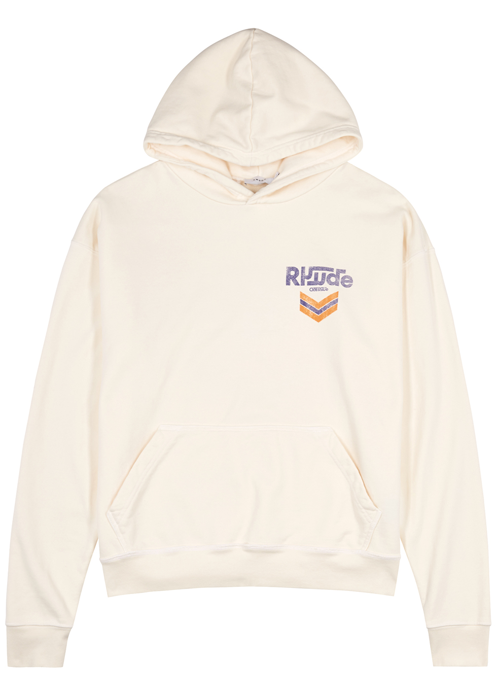 RHUDE Fuel cream hooded cotton sweatshirt