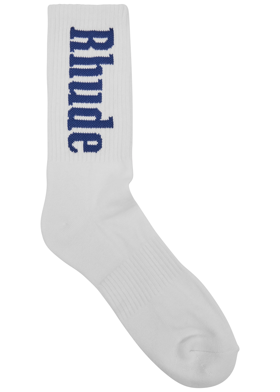 White logo-intarsia cotton-blend socks