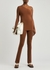 VB Body brown split-hem stretch-knit leggings - Victoria Beckham