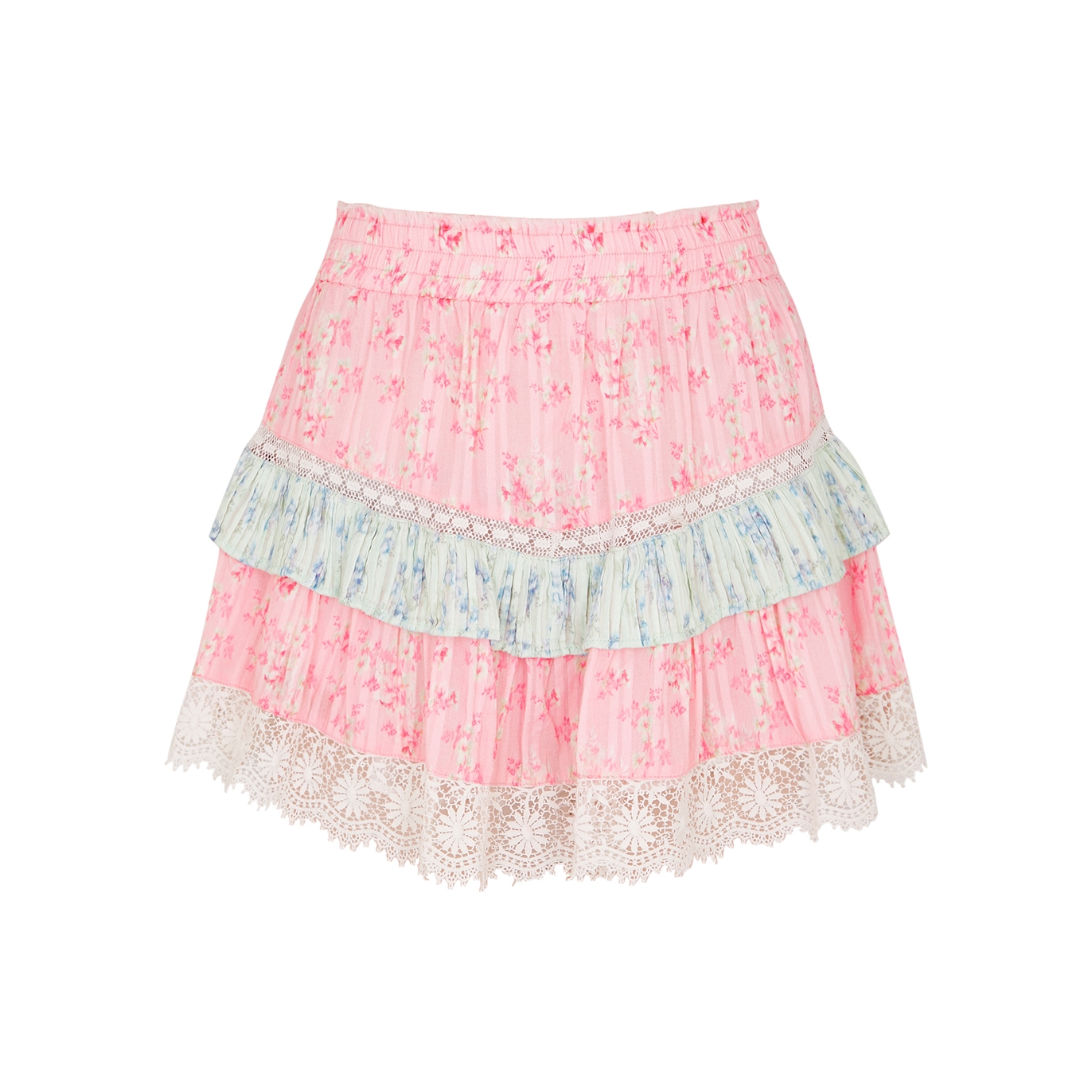 LoveShackFancy Tanisha Floral-print Cotton Mini Skirt - Pink - S