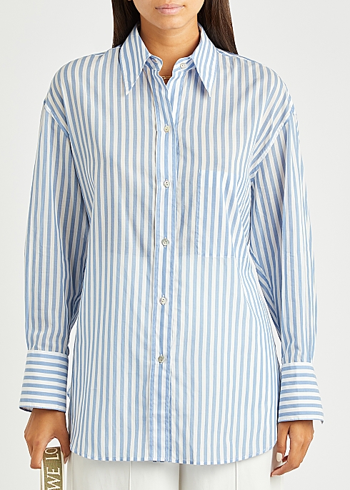 VINCE Blue striped cotton shirt