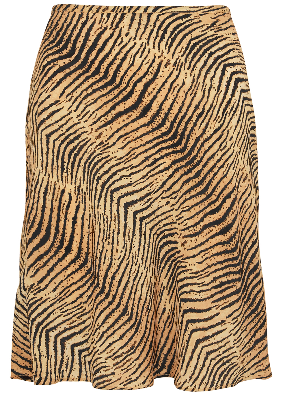 Natural RIXO London Bea Tiger-print Silk-chiffon Mini Skirt in Tan Womens Clothing Skirts Mini skirts 