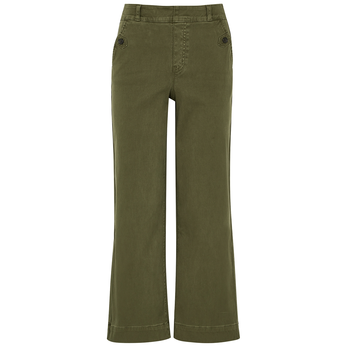 Spanx Olive Stretch-twill Wide-leg Trousers - XS