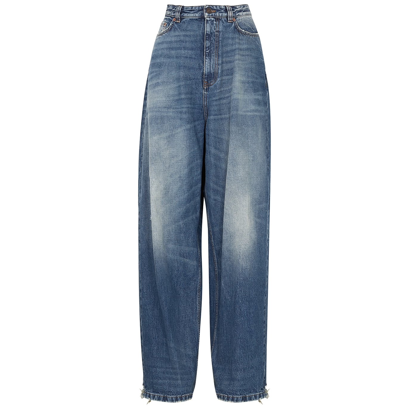 Balenciaga Pull-Up Blue Distressed Wide-leg Jeans - Denim - XS