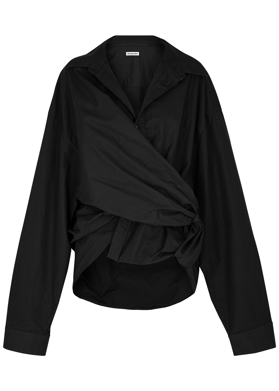 Wrap-effect cotton poplin shirt Harvey Nichols Women Clothing Tops Wrap tops 