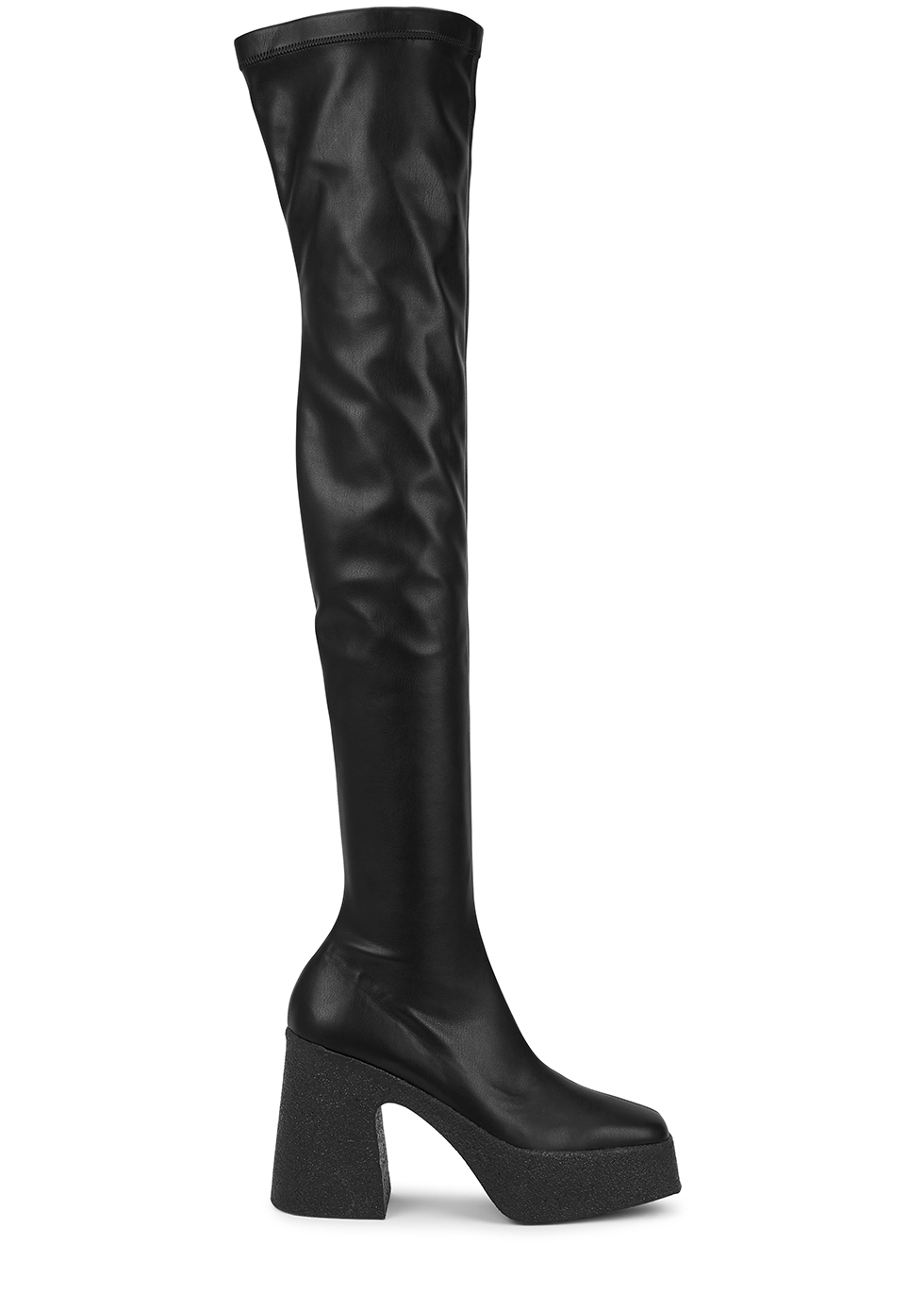 Skyla black faux leather over-the-knee boots