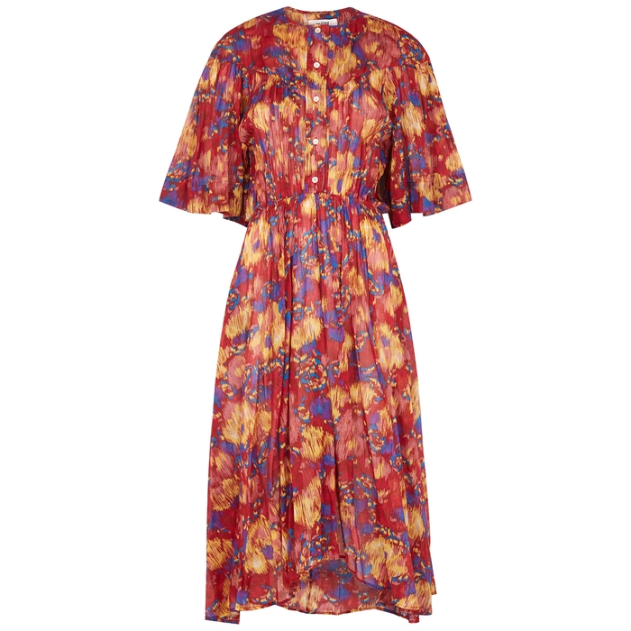 Isabel Marant Étoile Maggy Printed Cotton Midi Dress In Red | ModeSens
