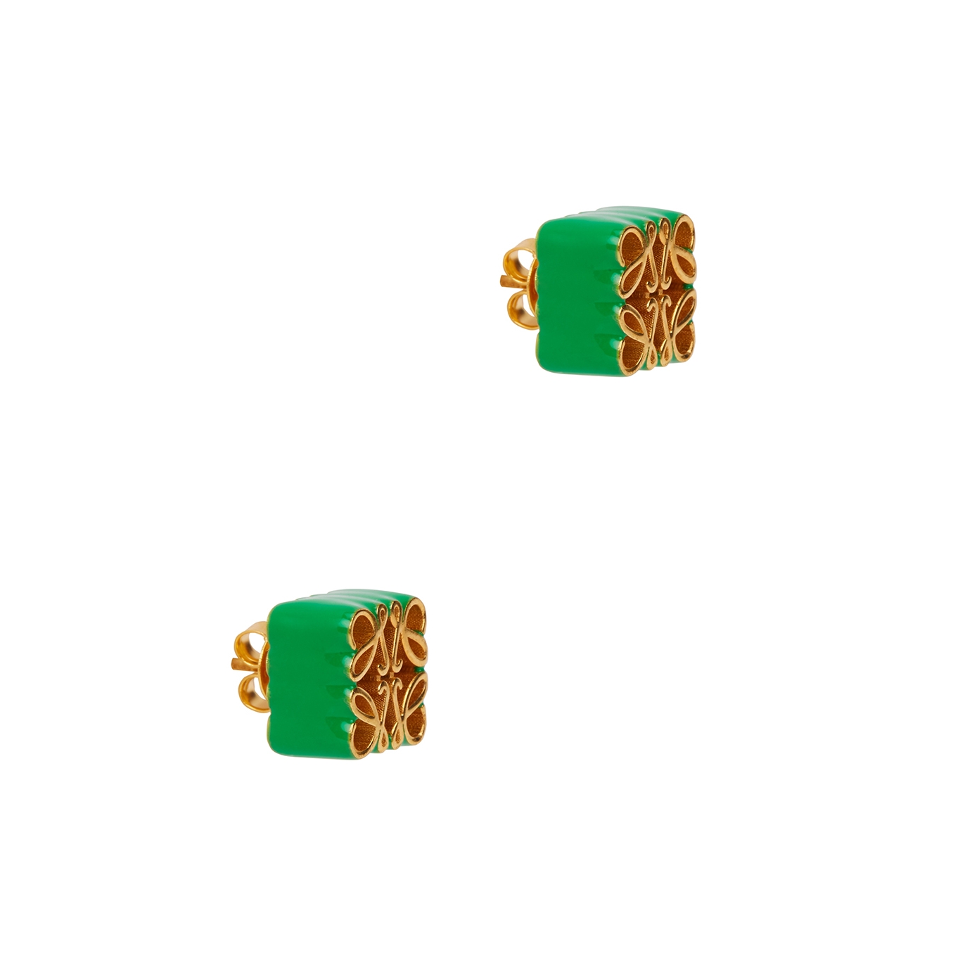 Loewe Anagram Green Enamelled Stud Earrings - One Size
