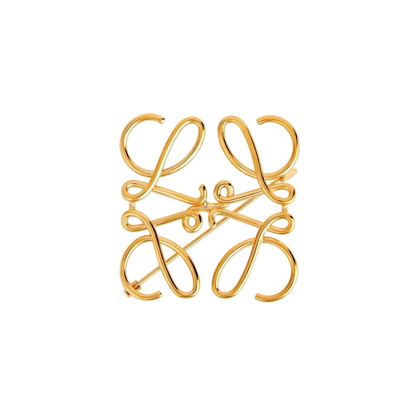 Loewe Anagram Logo Brooch - Gold
