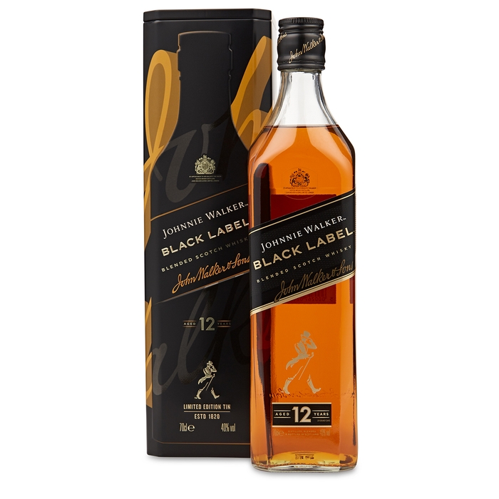 Johnnie Walker Whisky Black Label 12 Year Old Blended Scotch Whisky Gift Tin