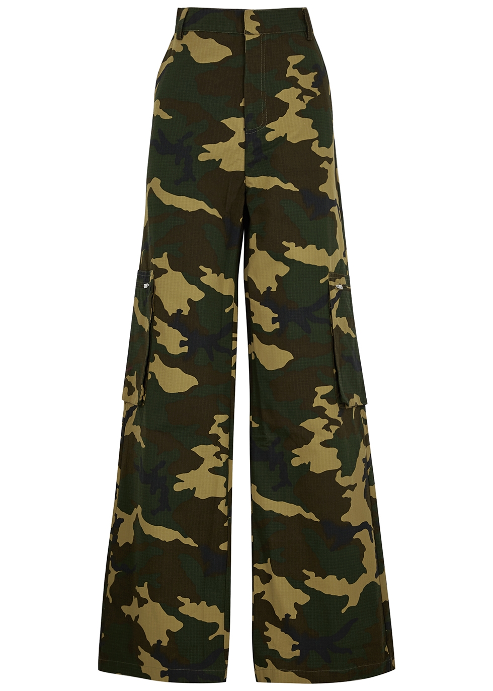 Camouflage cotton-blend cargo trousers