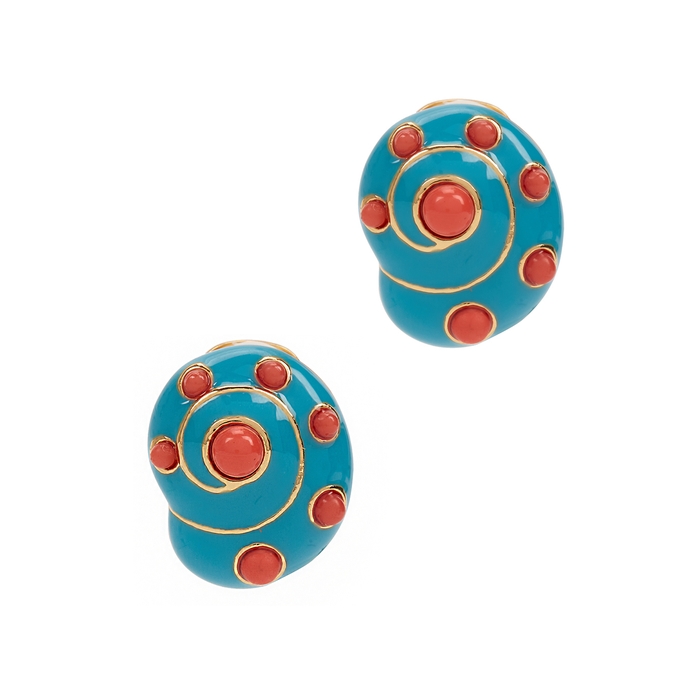 Kenneth Jay Lane Turquoise Shell Clip-on Earrings