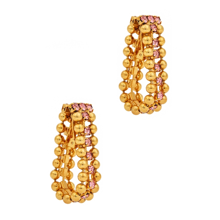 Kenneth Jay Lane Gold-tone Crystal-embellished Clip-on Earrings