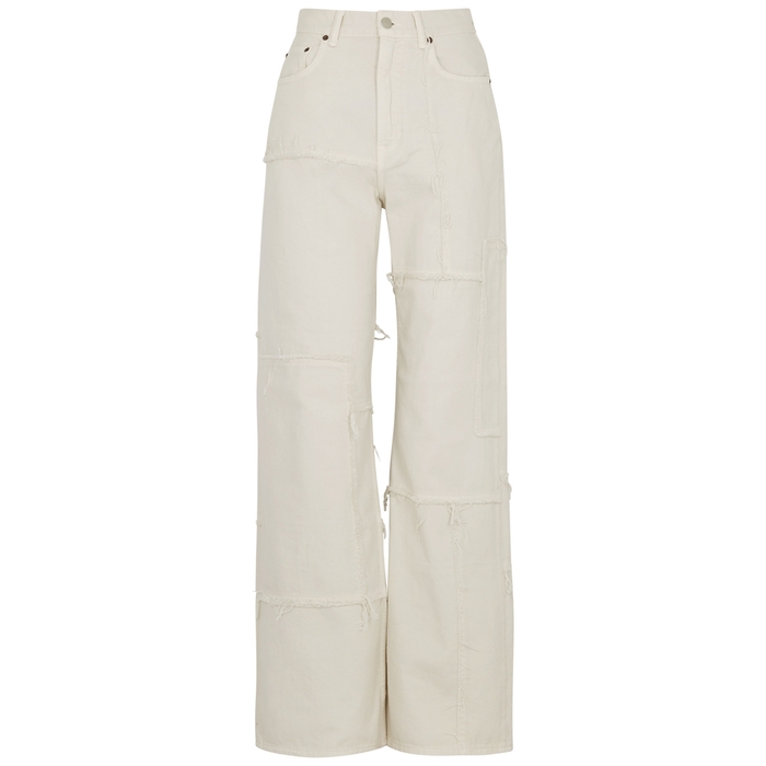 Acne Studios Off-white Patchwork Wide-leg Jeans | ModeSens