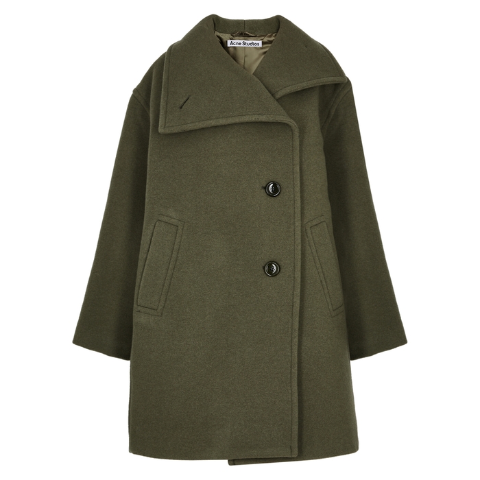 acne studios green wool-blend coat - 8