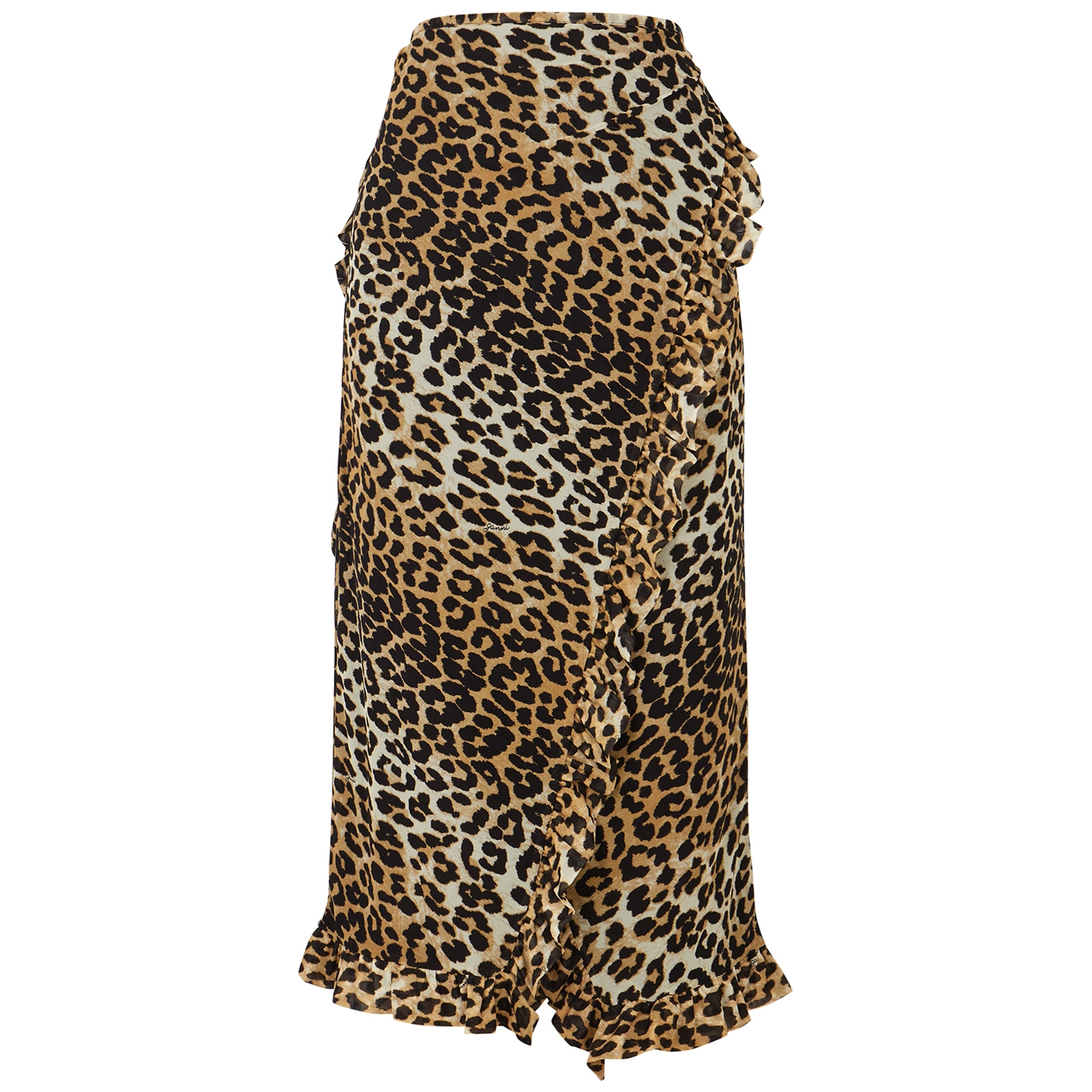 Ganni Leopard-print Mesh Wrap Skirt - 8