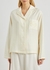 Cream logo-embroidered silk shirt - Loewe
