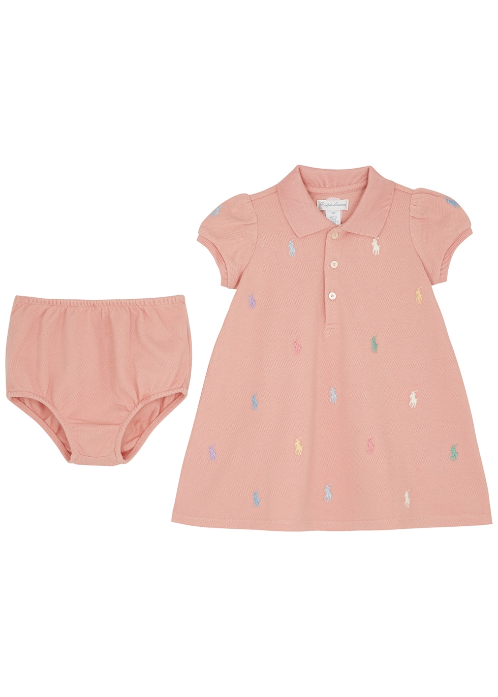 KIDS Pink logo piqué cotton dress set