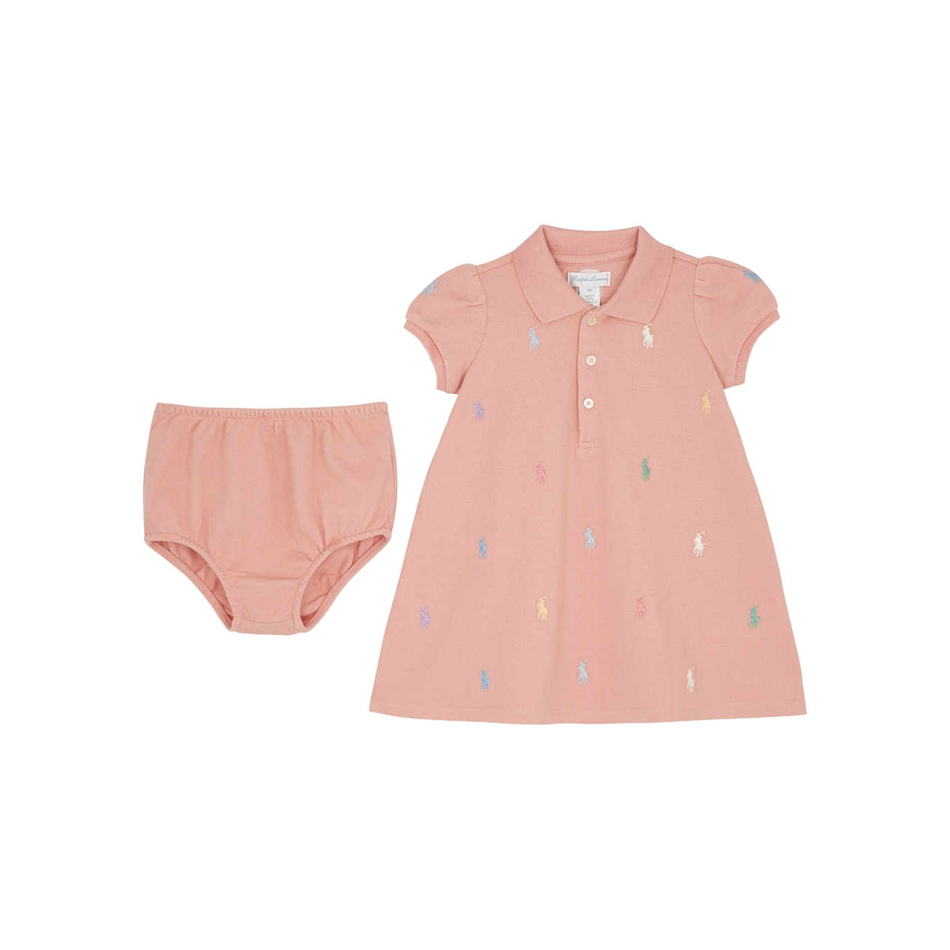 Polo Ralph Lauren Kids Pink Logo Piqué Cotton Dress Set - 18 Months