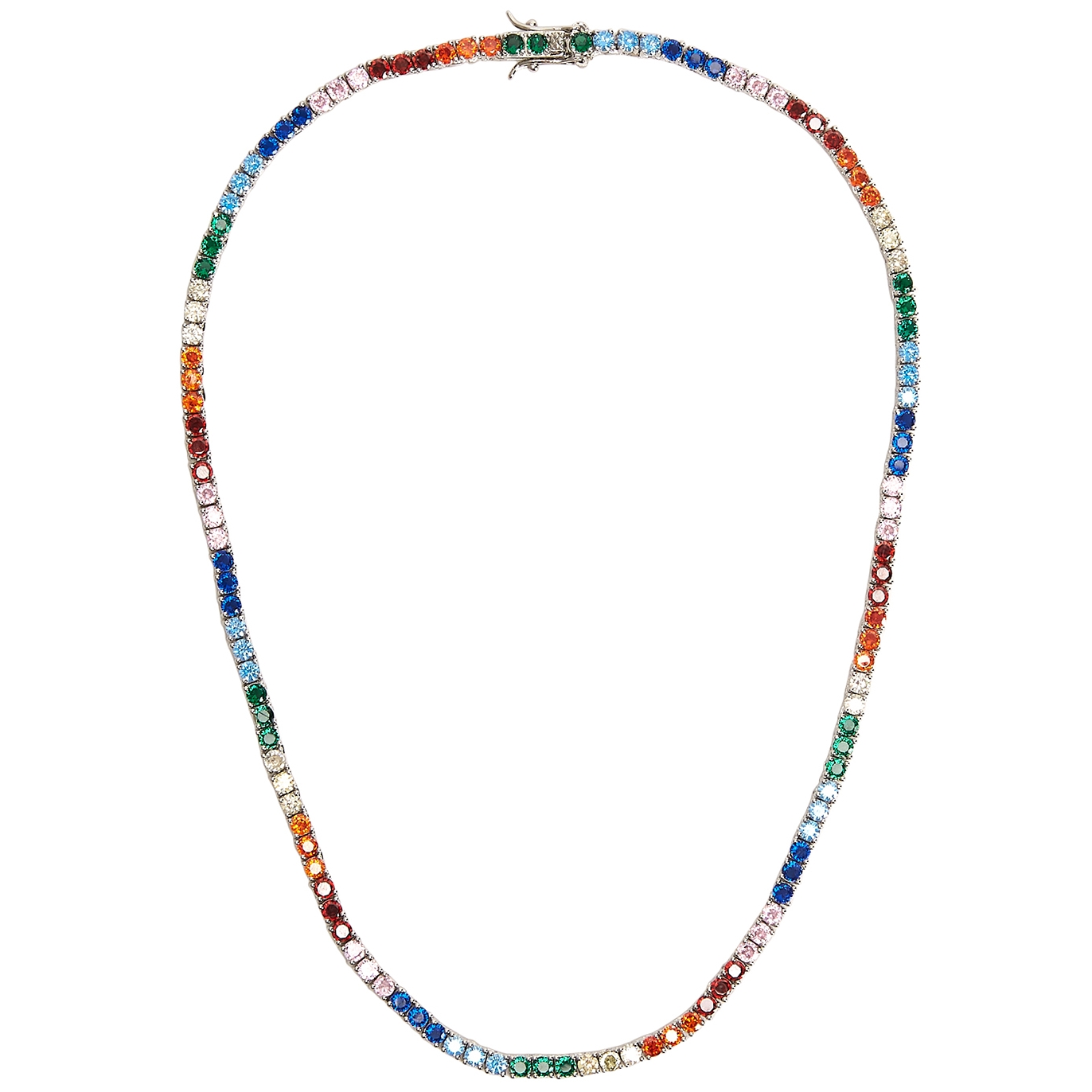 Fallon Grace Tennis Embellished Rhodium-plated Necklace - Multicoloured - One Size