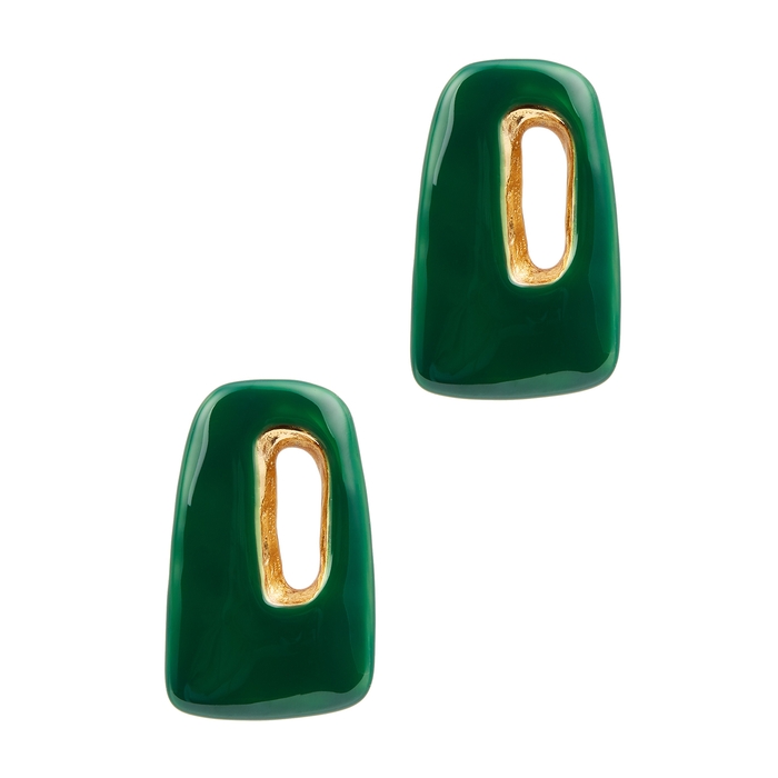 Marni Trapeze Green Enamel Earrings