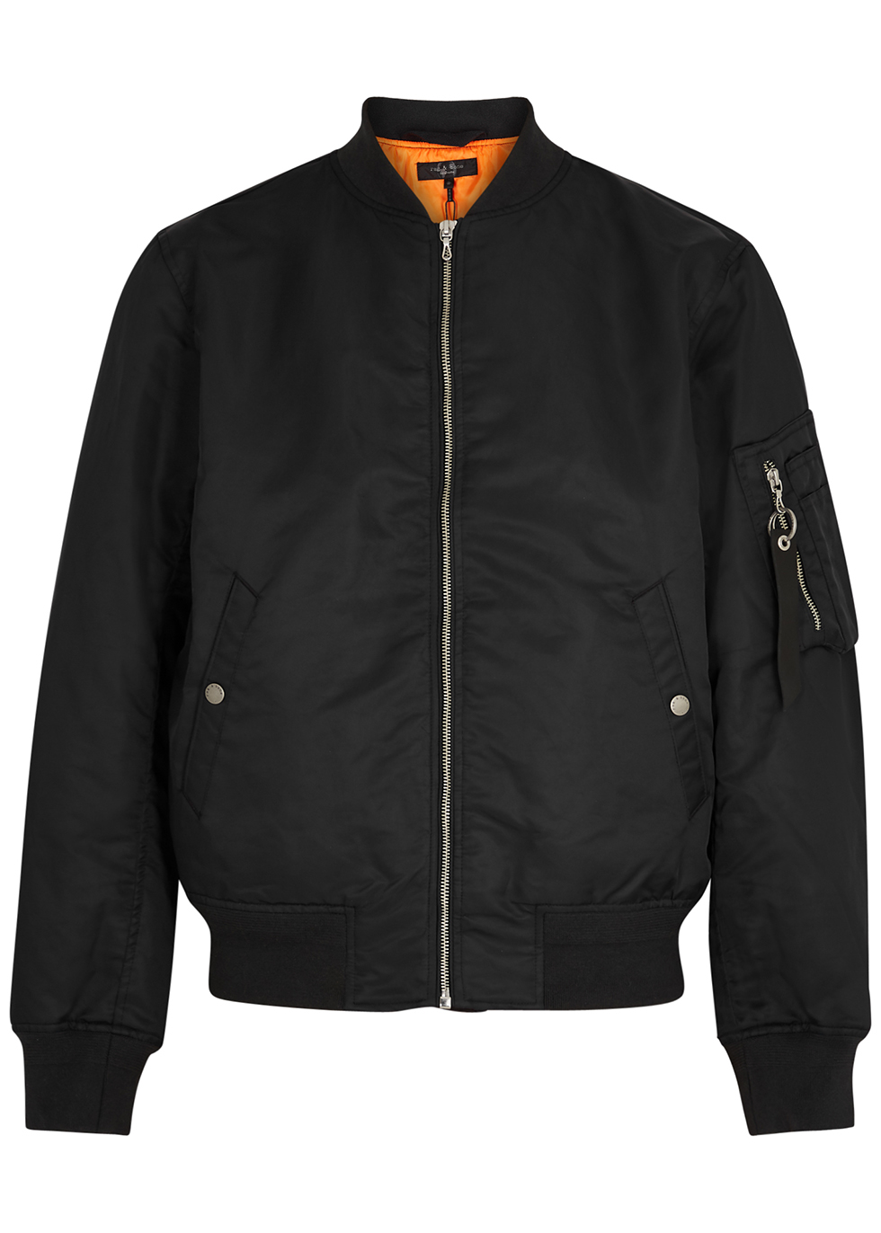 Manston black padded nylon bomber jacket