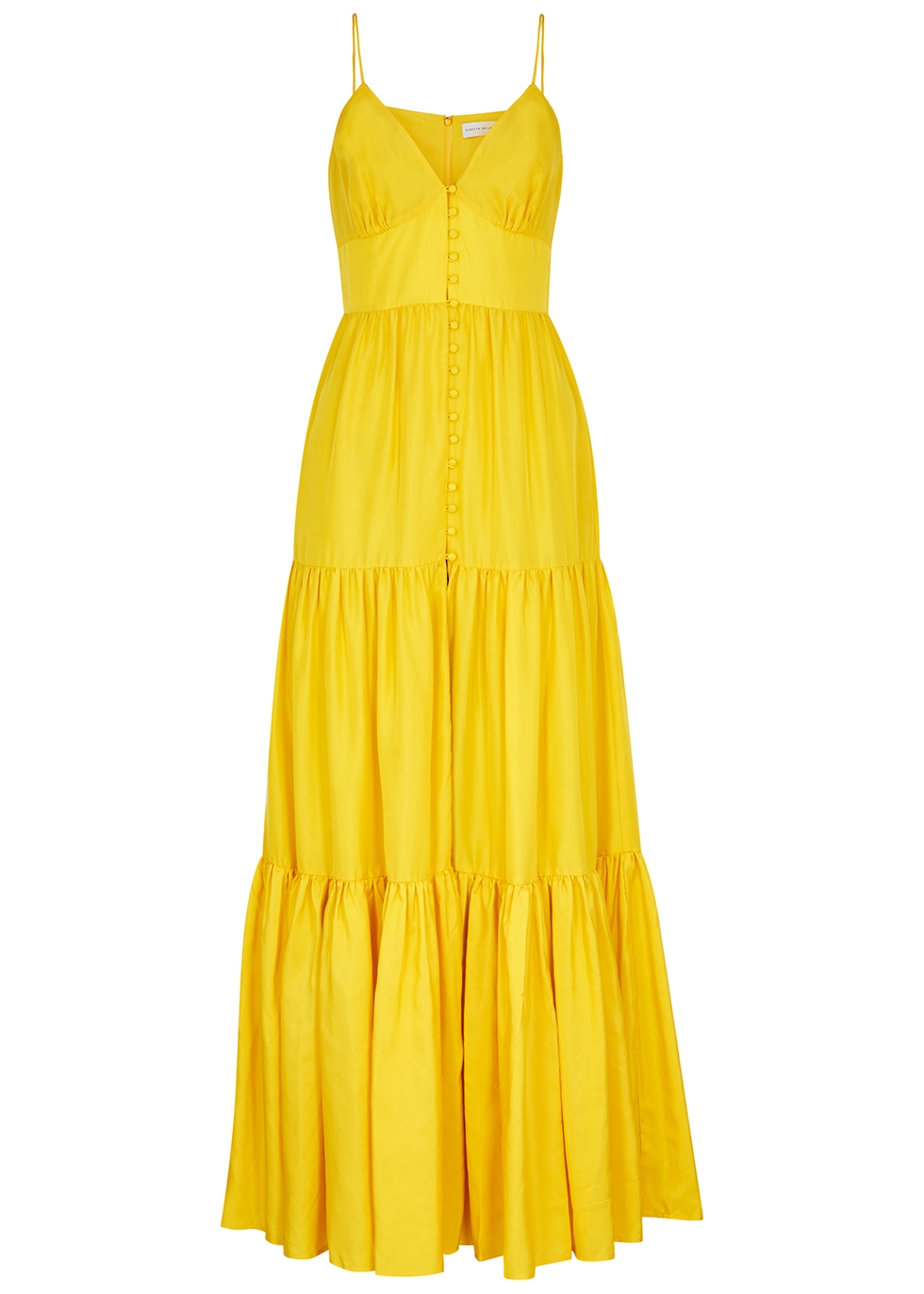 Izzy yellow silk-satin maxi dress