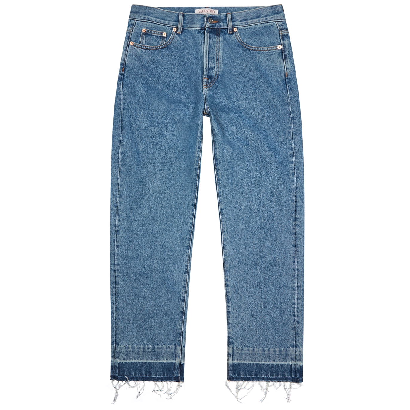 Valentino Blue Distressed Straight-leg Jeans