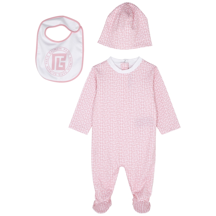 Balmain KIDS Pink Monogrammed Babygrow Gift Set