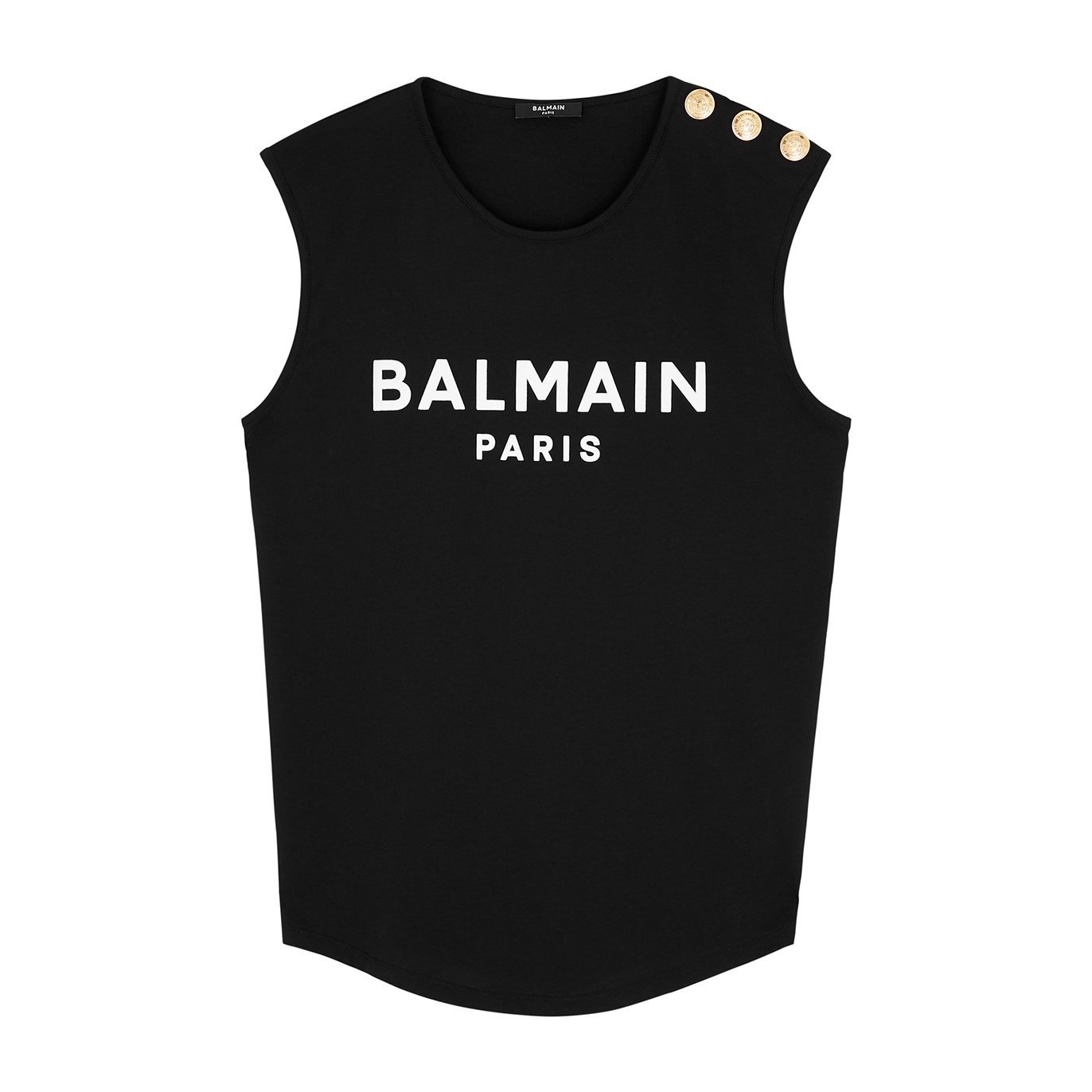 Balmain Logo Cotton Tank - Black And White - S