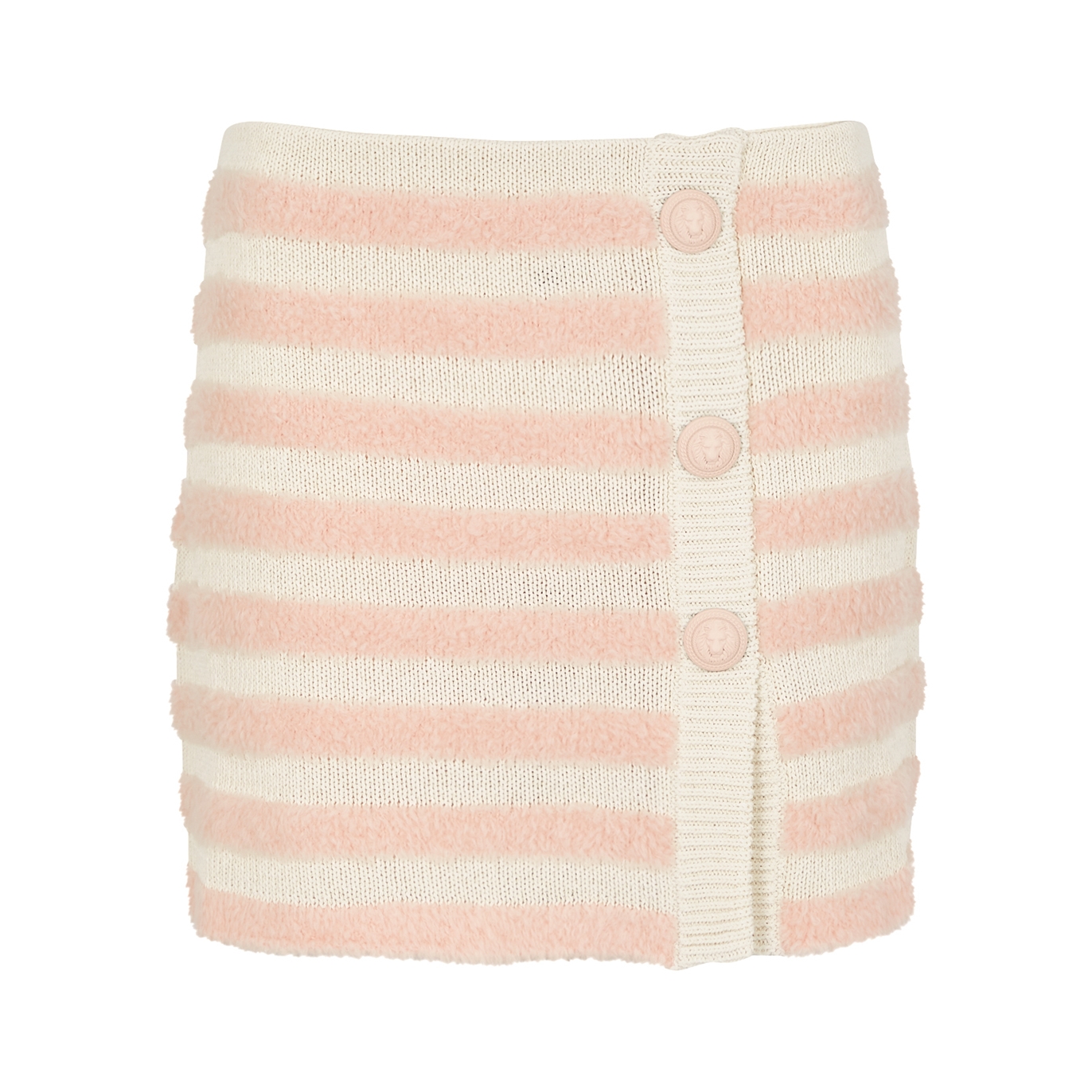 Balmain Striped Knitted Mini Skirt - Beige - 10