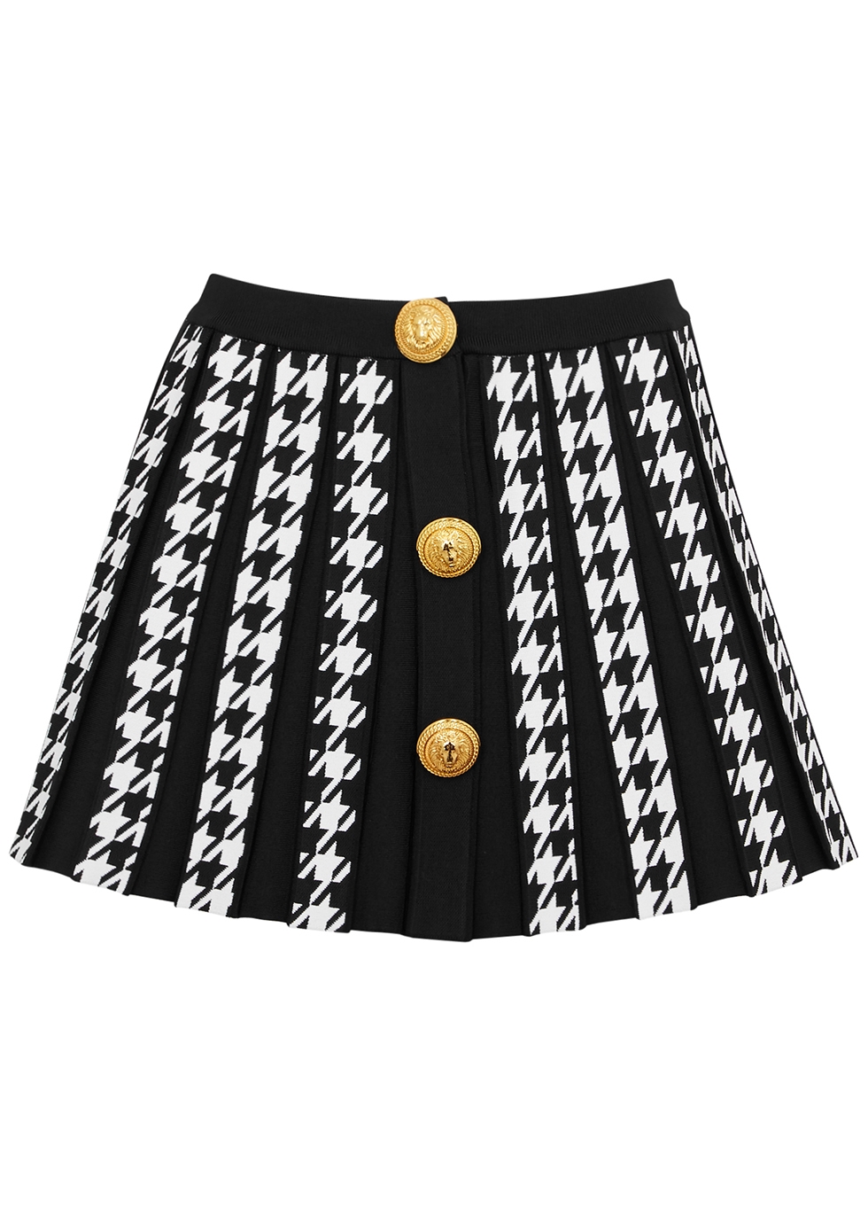 Balmain Monochrome houndstooth knitted mini skirt