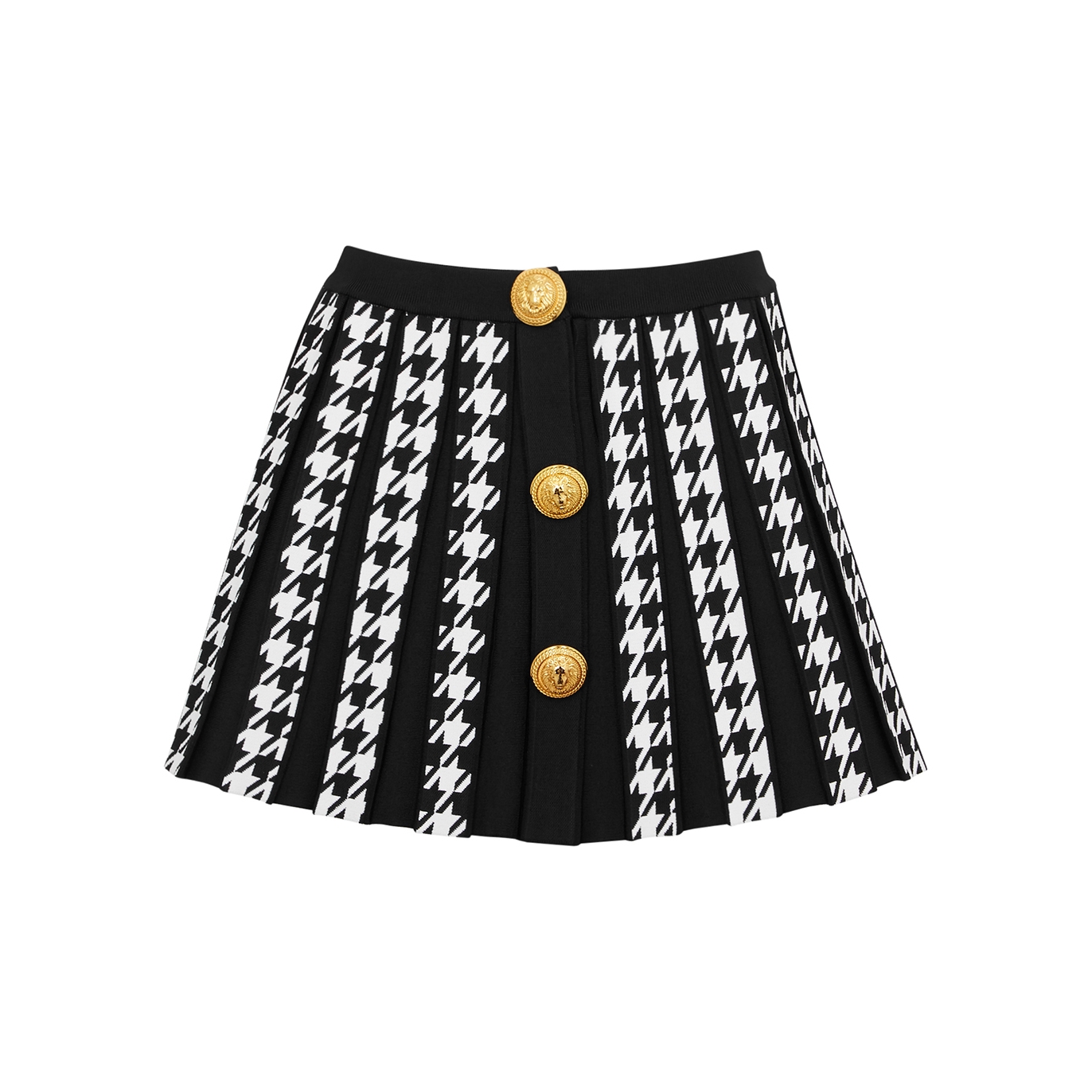 Balmain Monochrome Houndstooth Knitted Mini Skirt