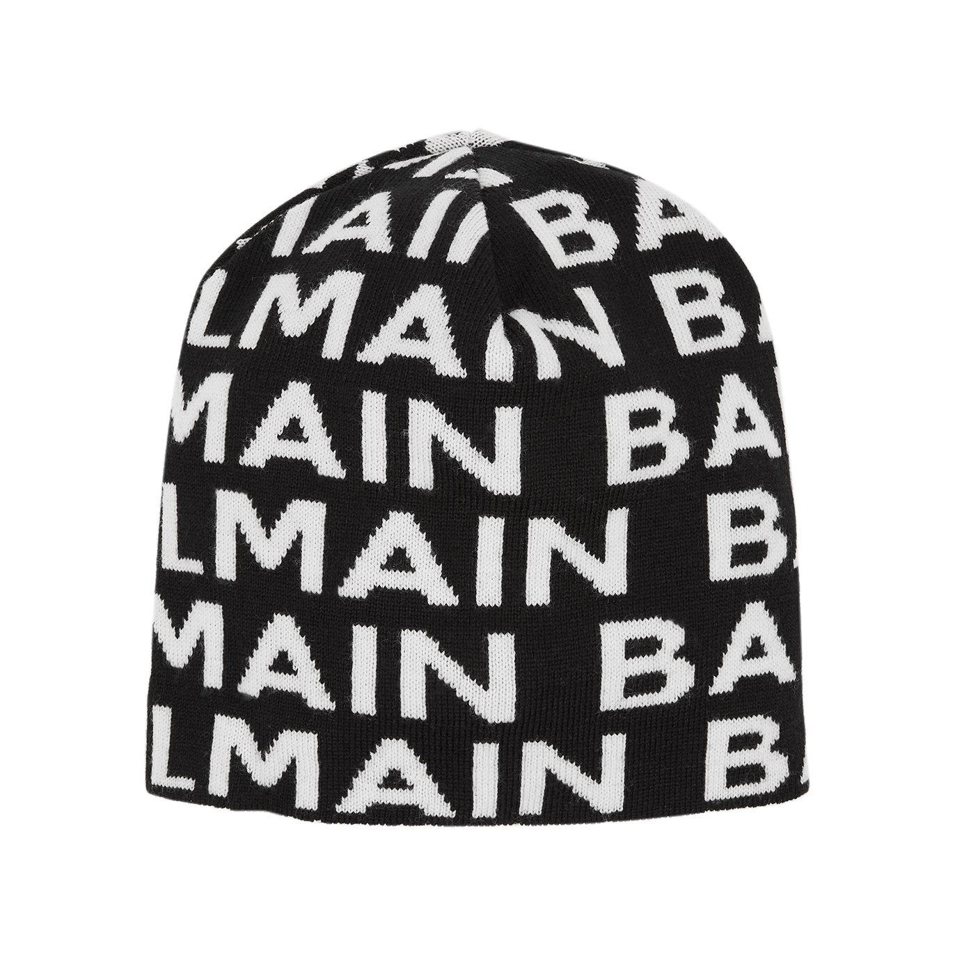 Balmain Kids Monochrome Logo-intarsia Wool Beanie - Black White