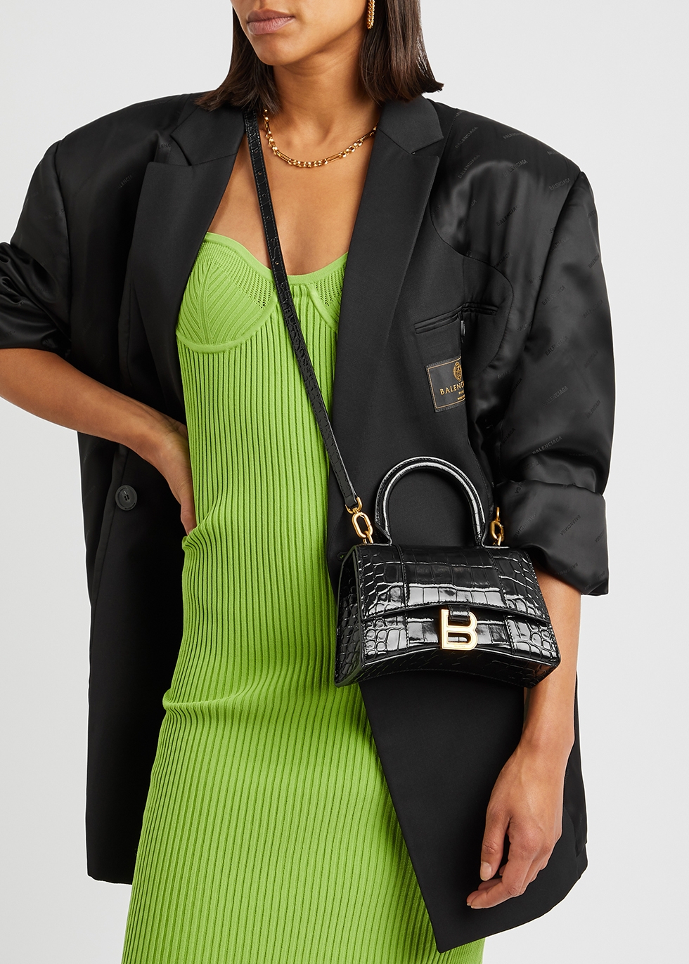 Balenciaga Hourglass Xs Top Handle Bag In Black Calfskin  Lyst