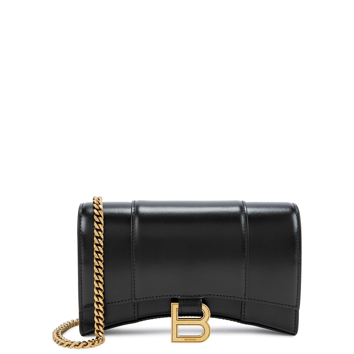 Balenciaga Hourglass Leather Wallet-on-chain - Black