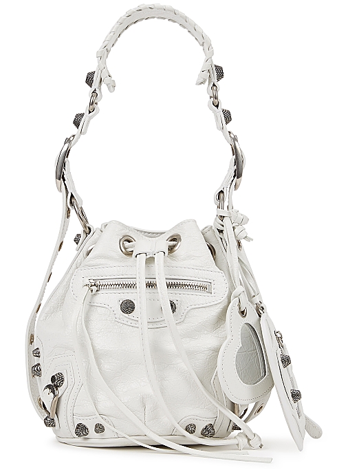 Lada digital Udfordring Balenciaga Le Cagole XS white leather bucket bag - Harvey Nichols