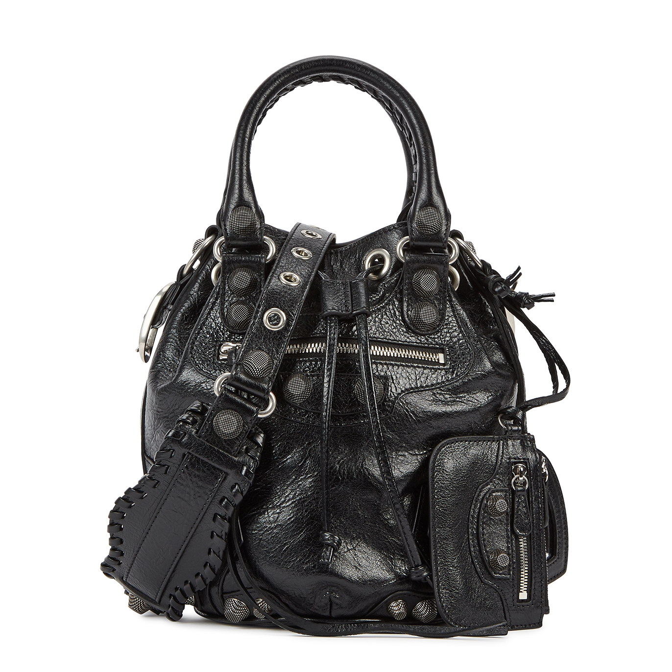 Balenciaga Le Cagole Small Black Leather Bucket Bag