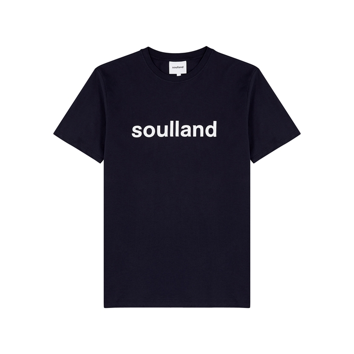Soulland Navy Logo-print Cotton T-shirt
