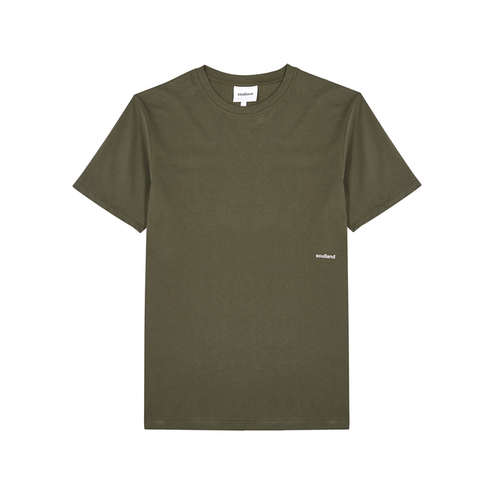 Soulland Coffey Army Green Cotton T-shirt