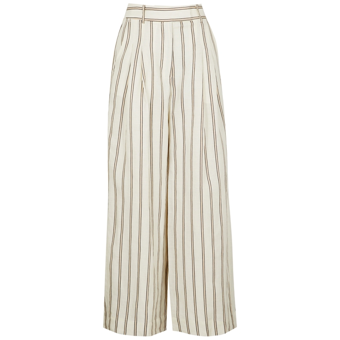 BY MALENE BIRGER CYMBARIA STRIPED LINEN-BLEND TROUSERS