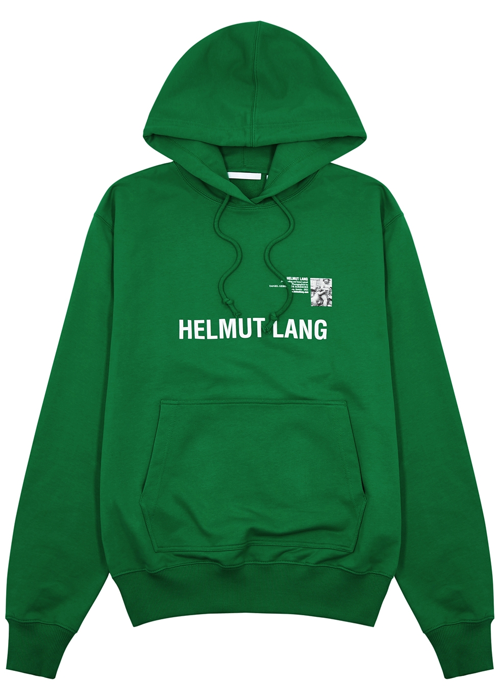 Helmut Lang X Daniel Gebhart de Koekkoek green hooded cotton sweatshirt