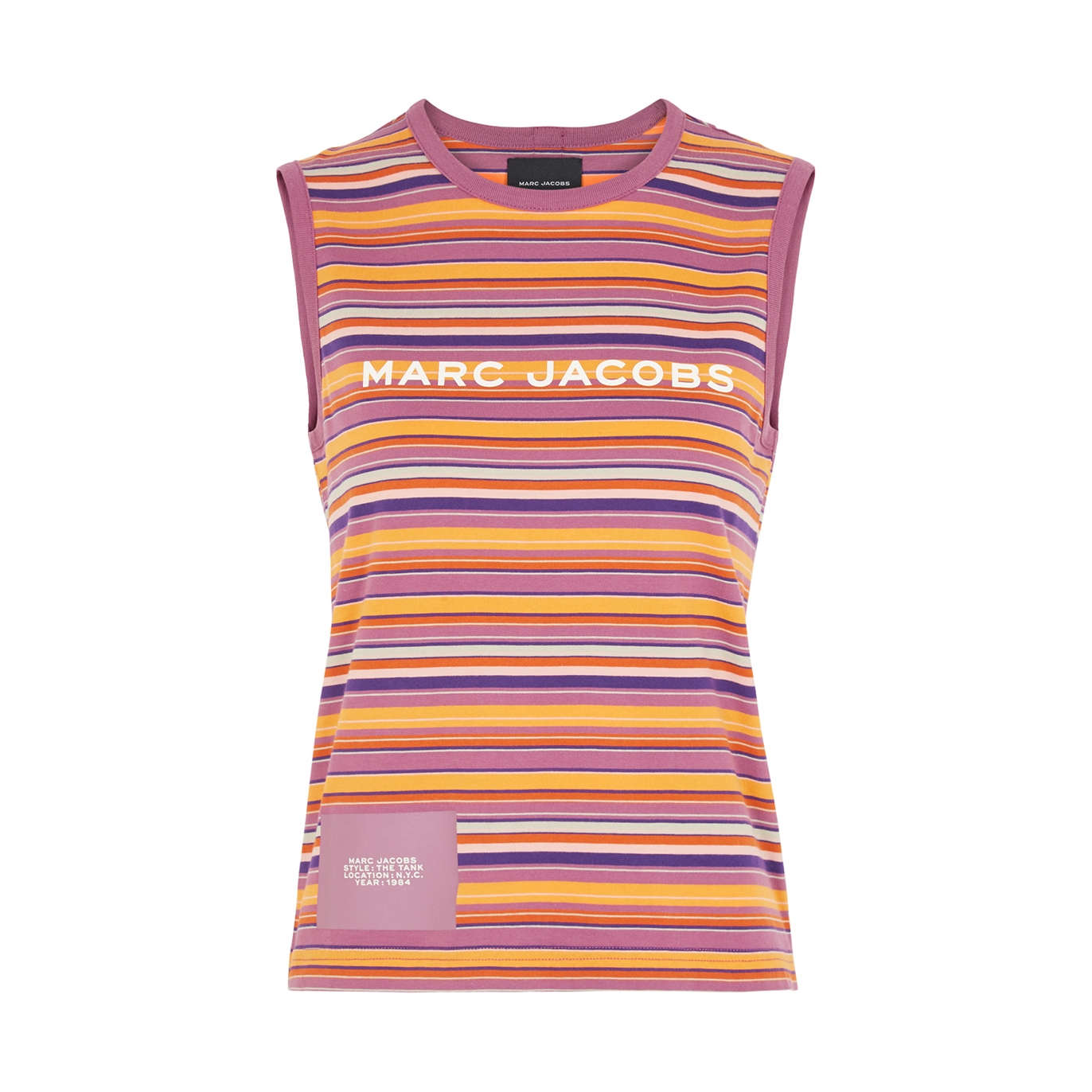 Marc Jacobs The Tank Striped Logo Cotton Top - Purple - L
