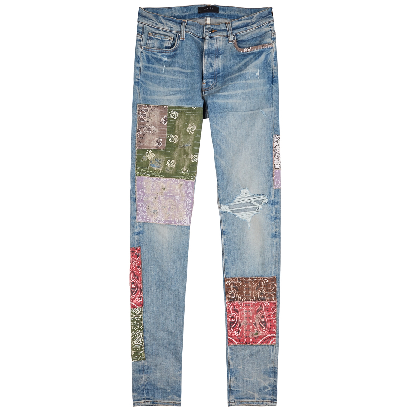 Amiri Artpatch Blue Distressed Skinny Jeans - Denim - W36