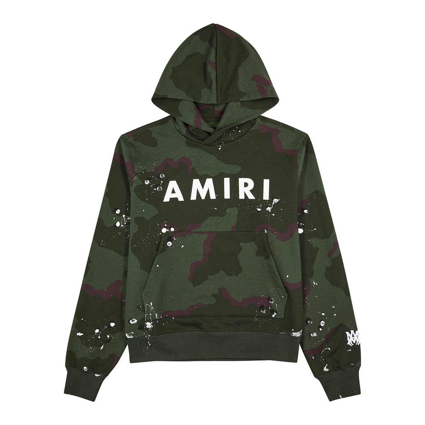 Amiri Army Logo Hooded Cotton Sweatshirt - Green - L