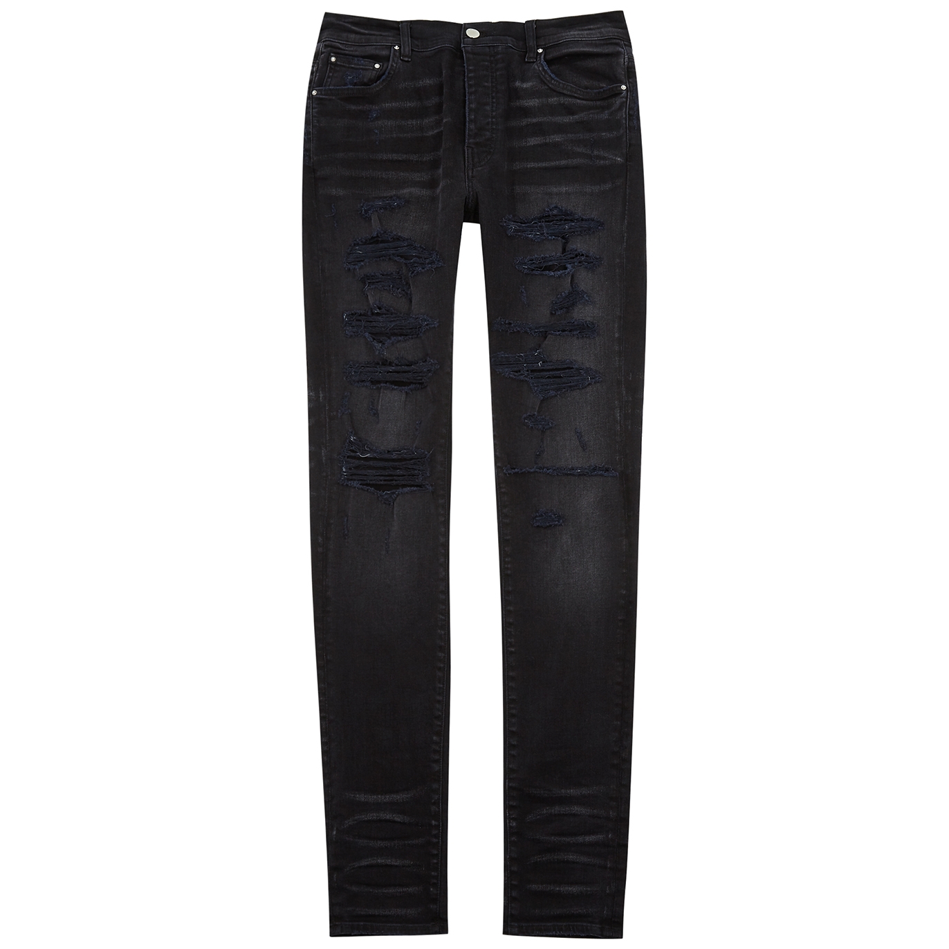 Amiri Thrasher Plus Black Distressed Skinny Jeans, Denim Jeans, Black - W38