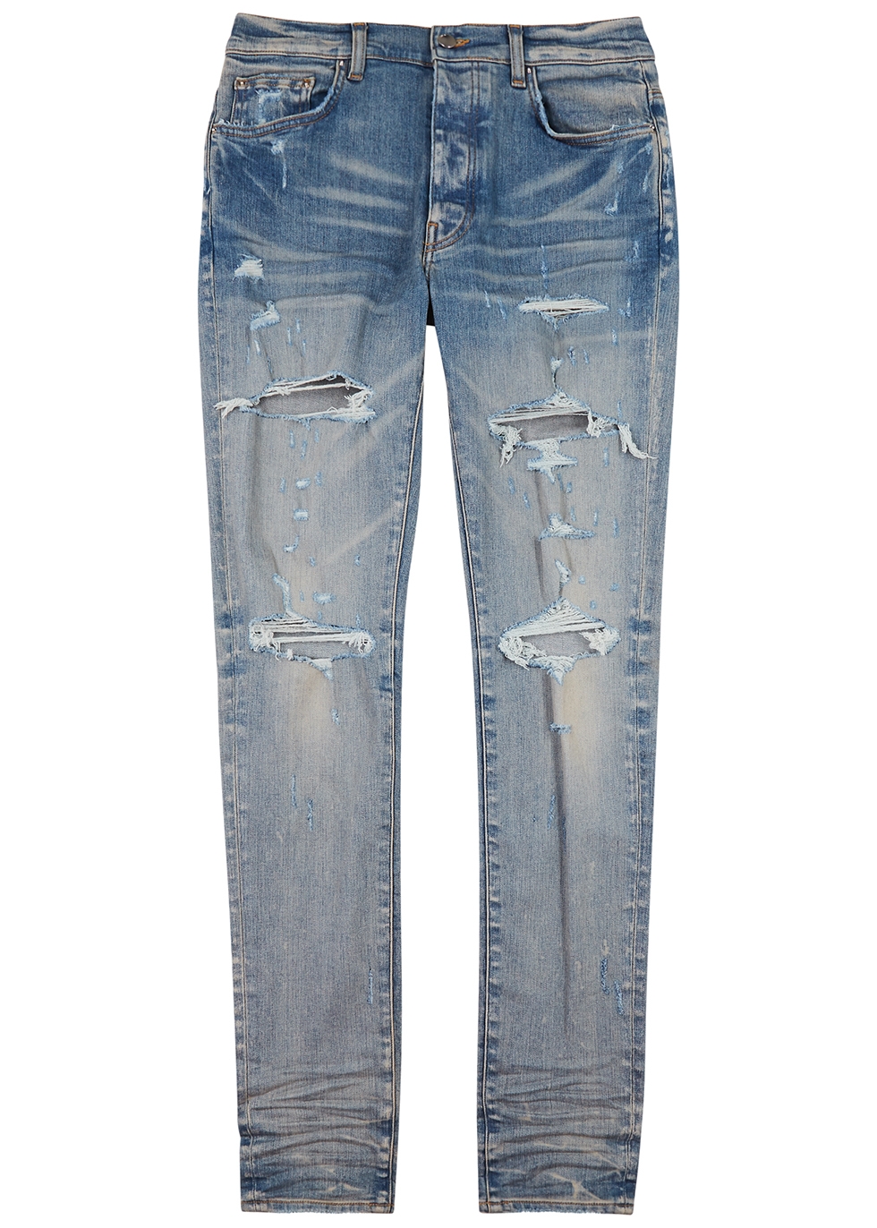 Amiri Thrasher Plus blue distressed skinny jeans - Harvey Nichols