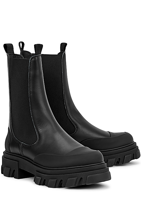 aflange feudale en million Ganni Black leather Chelsea boots - Harvey Nichols