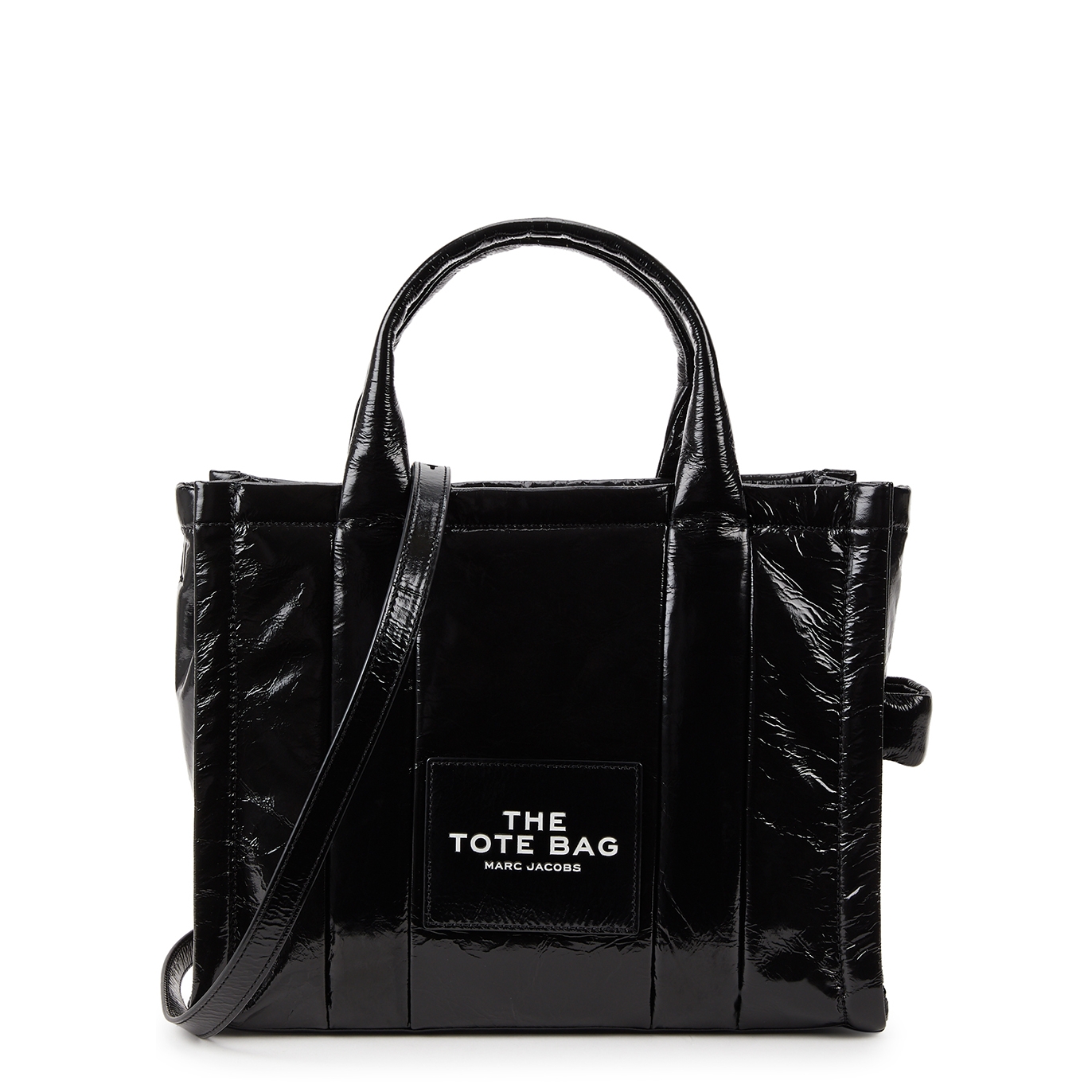 Marc Jacobs The Tote Medium Glossed Leather Tote - Black