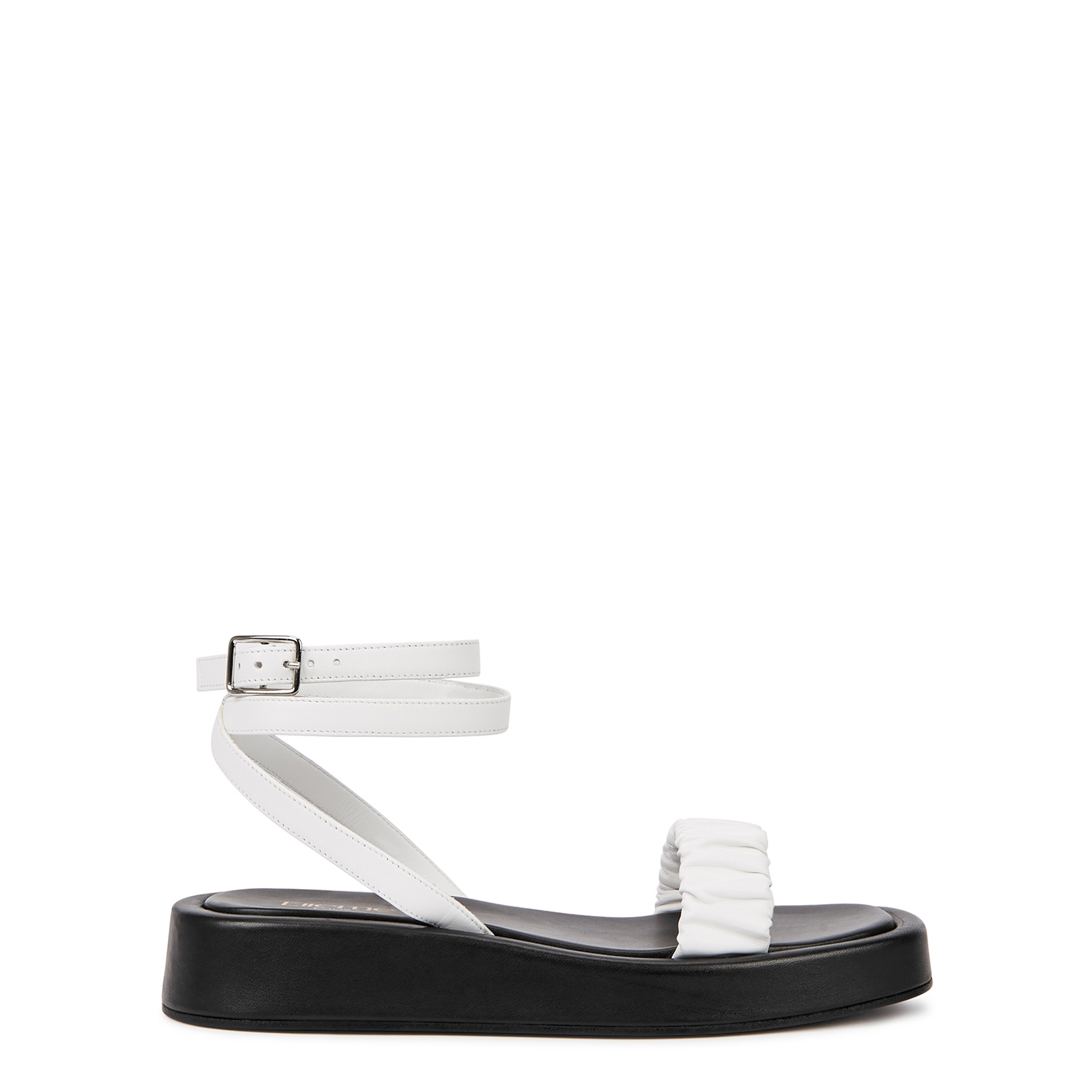 Elleme Chouchou White Leather Flatform Sandals - Black And White - 7